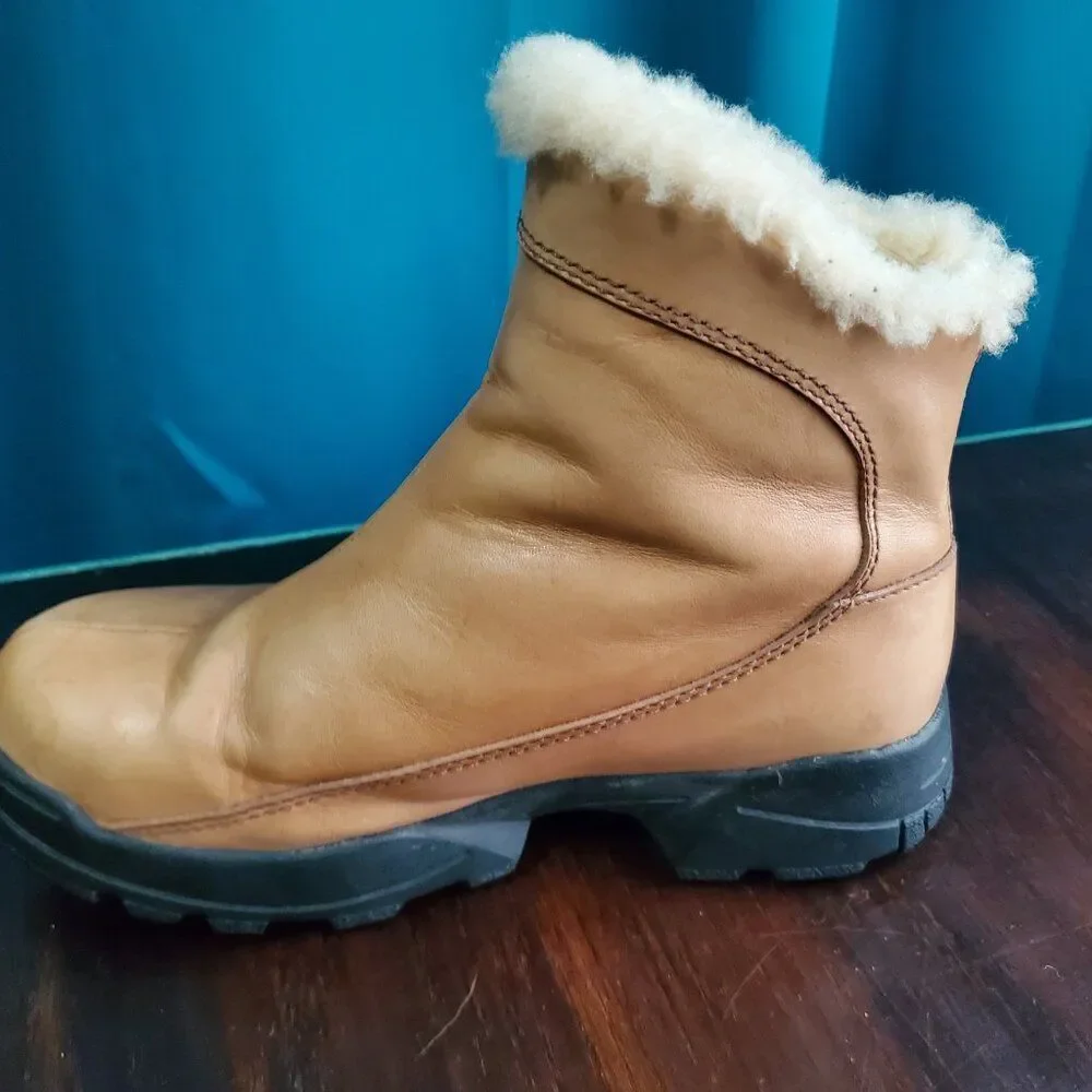 Vintage Leather & Sheep Skin Ugg Zip-up & Slip-in Boots w/Non-Slip soles  6